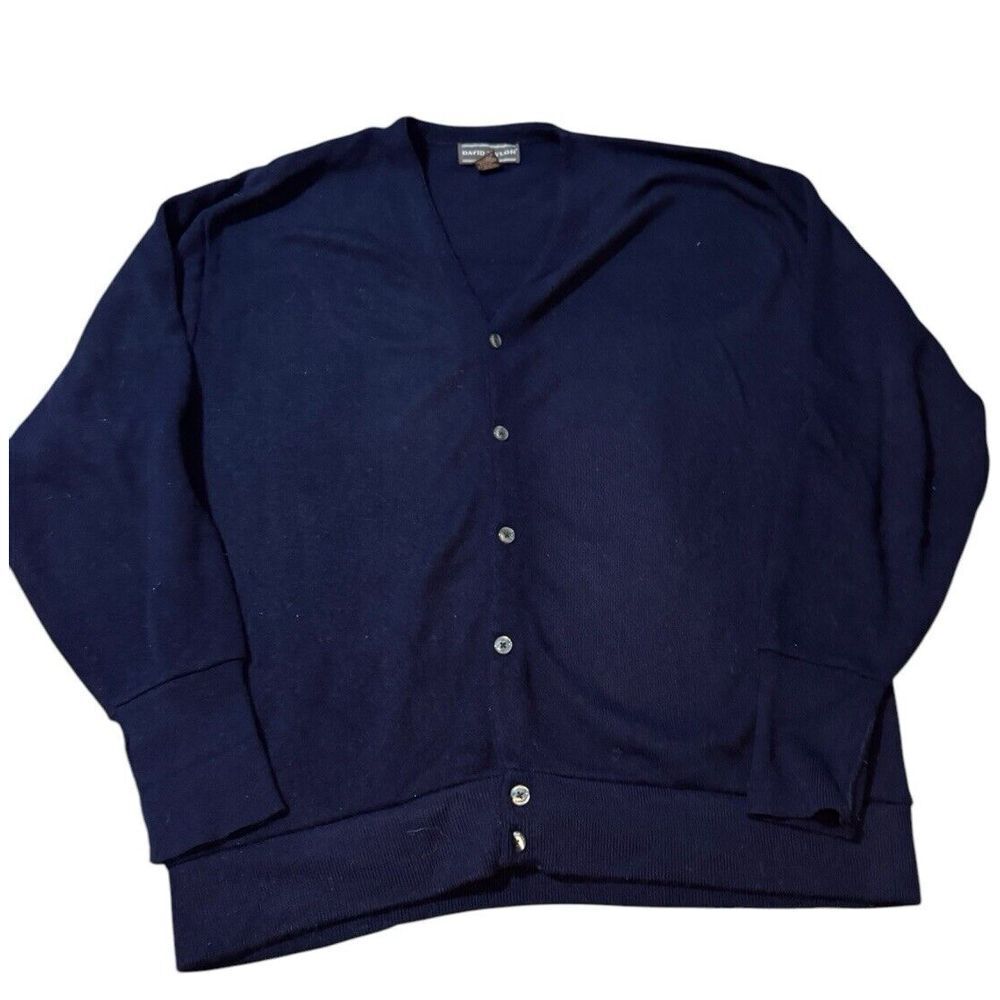 VTG Mens Cardigan Sweater Grandpa Core Kurt Cobain Grunge 2XL David‎ Taylor Navy